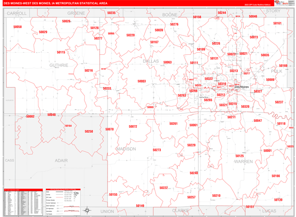 Des Moines-West Des Moines Metro Area Map Book Red Line Style
